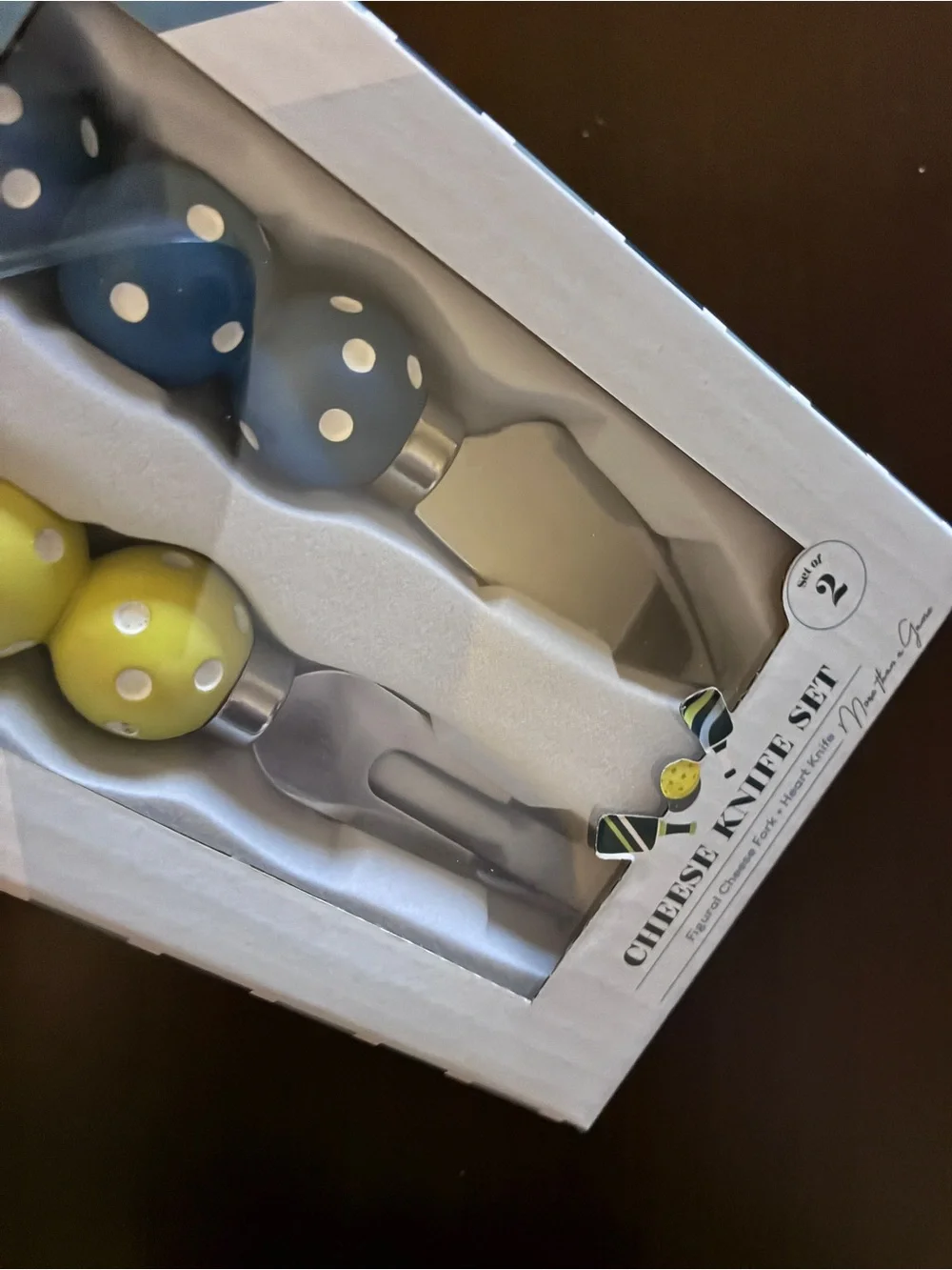 NIB! Polka Dot Cheese Knife Set - Yellow & Blue